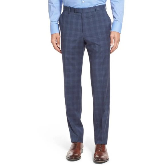 NWT Hugo Boss Jewels Linus Trim Fit Windowpane Wool Suit Set Two Button Navy 36 - Picture 3 of 13